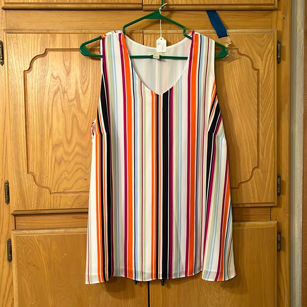 Cato striped polyester V-neck tank size 14/16W